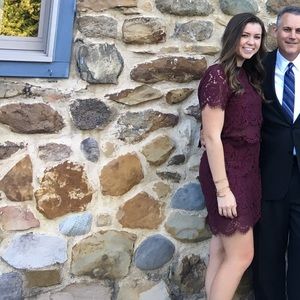 2 piece burgundy dress